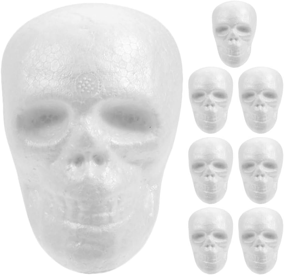 8Pcs Halloween Skull Foam Ornaments DIY Paintable Blanks for Festival Party Decorations Lightweight Hanging Ghosts for Creative Crafts and Group Activities