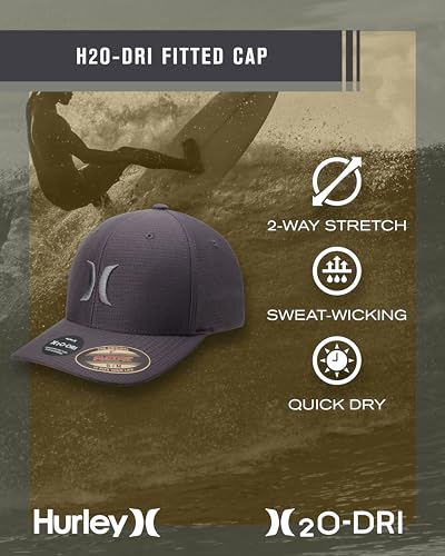 Image of Hurley Men's Baseball Cap - Lightweight Curved Bill H2O Dri Fitted Caps for Men