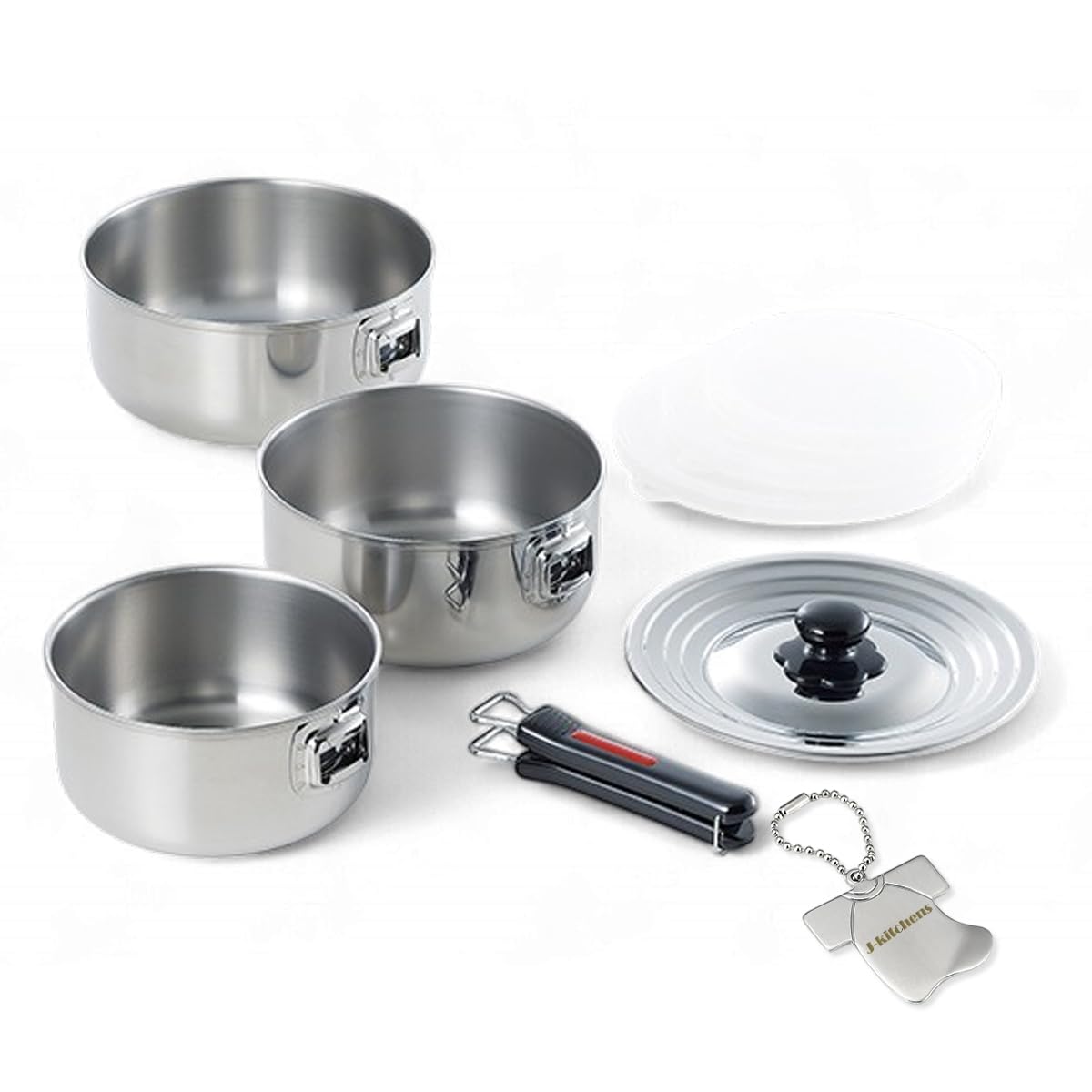 Amazon.co.jp: J-kitchens 片手鍋 ハンドル 着脱式 3点 セット 14cm