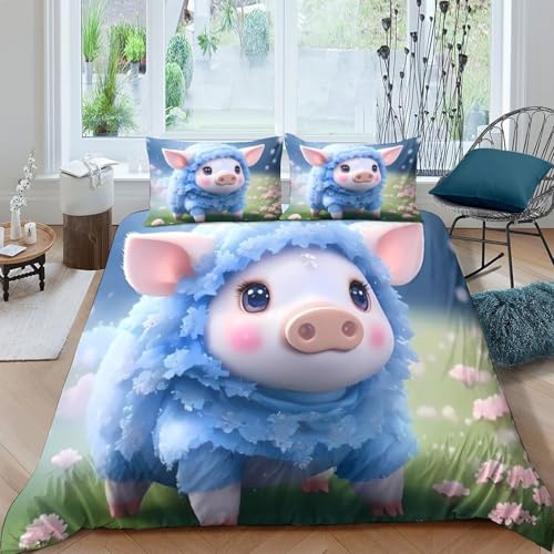 Housse de couette cochon ultra douce 3 pièces contre les allergies