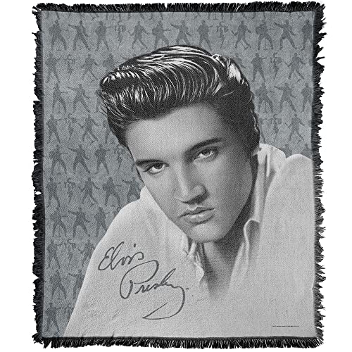 LOGOVISION Elvis Presley Blanket 50x60 Moves Woven Tapestry Cotton Blend Fringed Throw