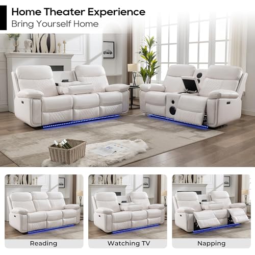 Luxury Leather Recliner Sofa Set