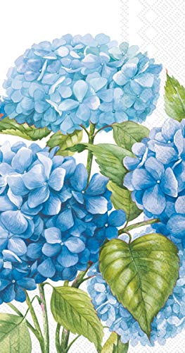 Boston International Hand Towels, Decorative Paper Guest Towels for Bathroom or Paper Napkins Dinner Napkins Floral Blue Hydrangea Pak 32