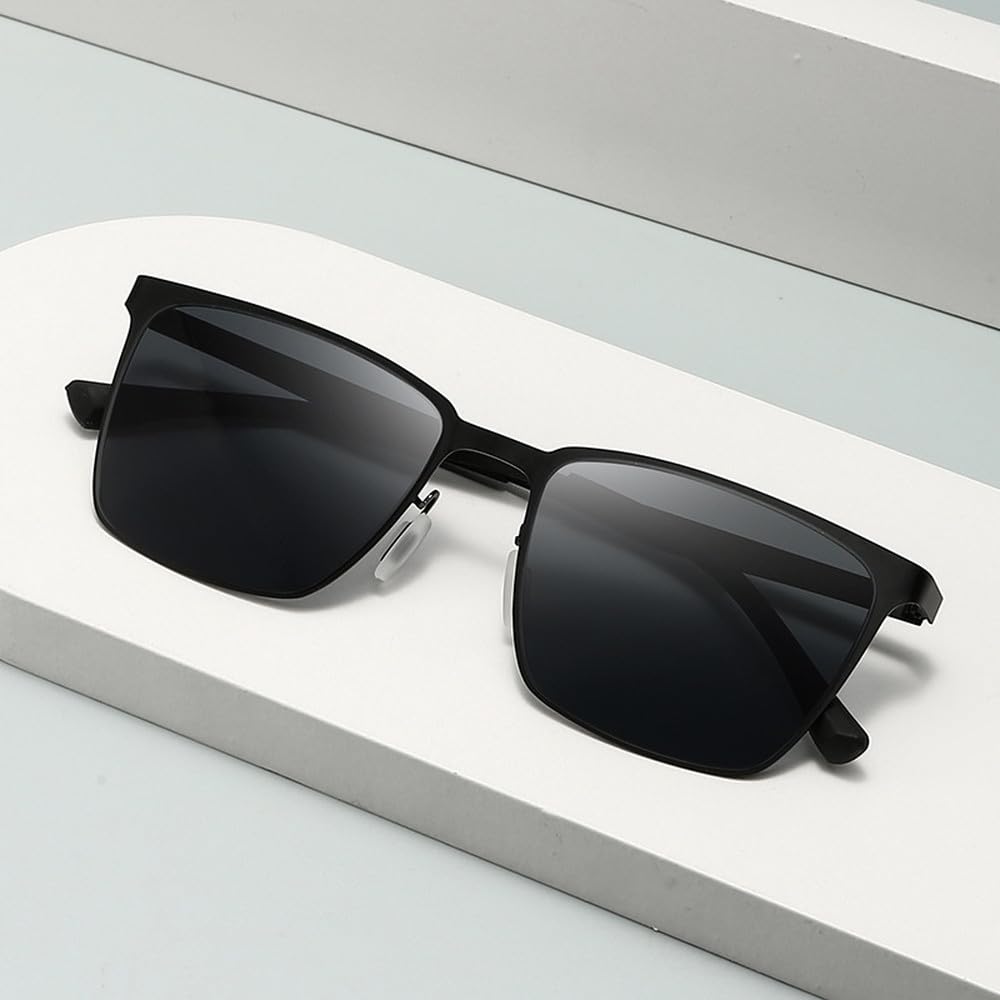 Occhiali da sole retrò classici con montatura quadrata grande, neri, da donna e da uomo, con protezione UV400.