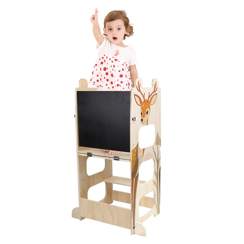 Tour d'observation Montessori en bois avec table et chaise enfant anti-dérapante
