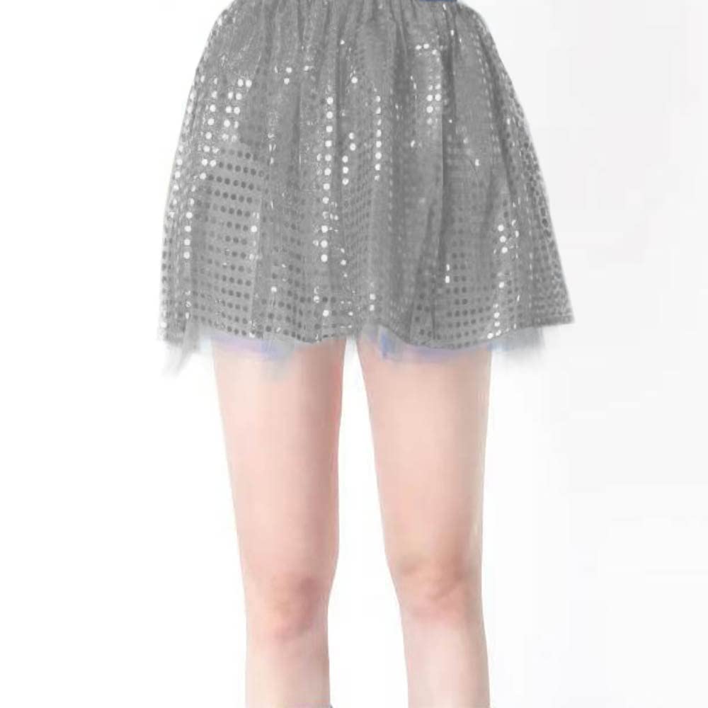 Tutú Mujer Falda Corta de Baile Short Ballet/Danza Disfraz con Lentejuelas 3 Capas, Cintura 60-110cm, Longitud 40cm