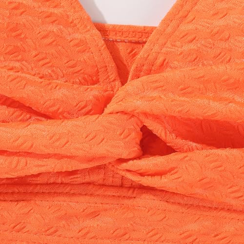 Image of Girls Swimsuit Solid Bathing Suit 2 Piece Twist Cross Adjustable Straps Soft Lining Bikini for Teen Girls with Chest Pad