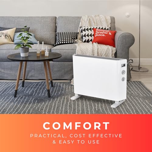 Mylek Convector Heater Electric 2000W Free Standing Radiator - Portable, 3 Power Modes With Adjustable Thermostat/Oil Free Low Energy - For Homes, Offices, Garages, Conservatory And Summerhouse - 8