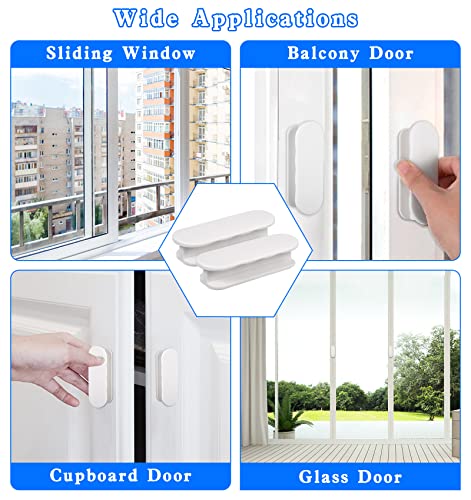 worahroe Selbstklebende Türgriffe 2er Pack, Schrankgriffe Balkontürknöpfe Kunststoff Selbstklebende Möbelgriffe für Fenster Glastüren Schubladen Weiß