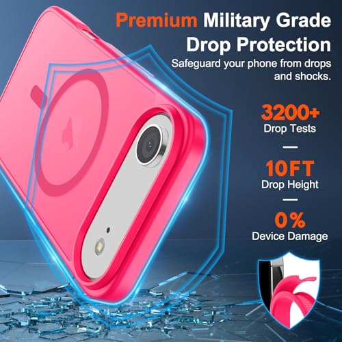 Image of SUPFINE Magnetic for iPhone Air Case (Compatible with MagSafe)(Military Grade Drop Protection) Slim Translucent Matte Shockproof with Anti-Fingerprint Phone Cover for 17 Air,Hot Pink
