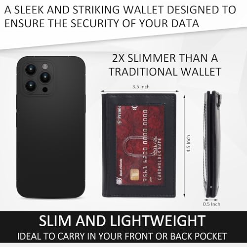 Image of Genuine Leather Bifold RFID Blocking Slim Stylish Credit Debit ATM Card Holder Wallet for Men Women (Z Black)