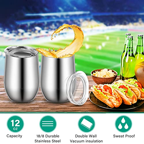 20 Packs Wine Tumblers Insulated Cups With Lids, 12 Oz Stainless Steel Stemless Wine Tumblers Double Layer Vacuum Wine Glasses Tumbler Cup Coffee Mug For Hot Cold Drink #TOP3