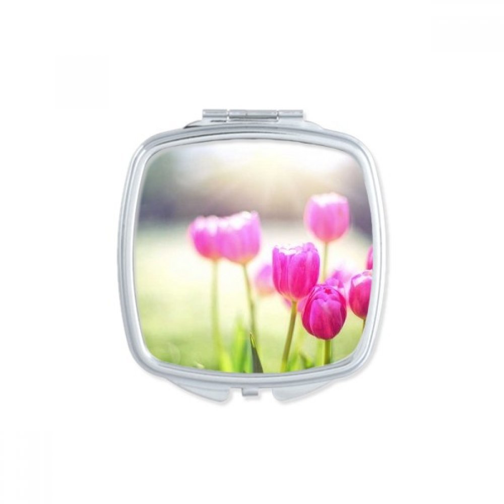 Miroir de poche tournesol carré bleu ciel pour maquillage nomade