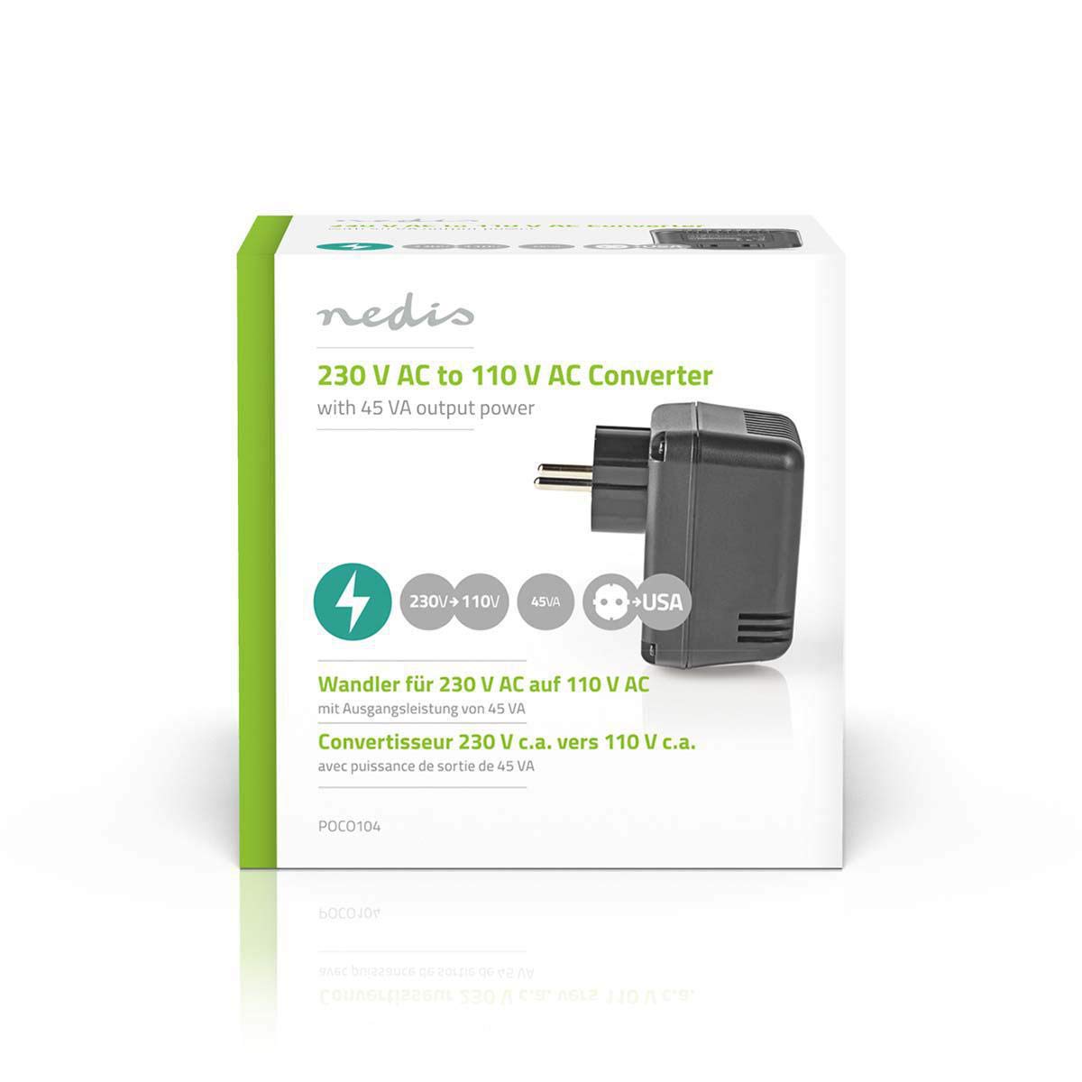 Stromwandler - Netzstromversorgung - 230 V AC 50 Hz - 45 W - Schutzkontakt - Schwarz