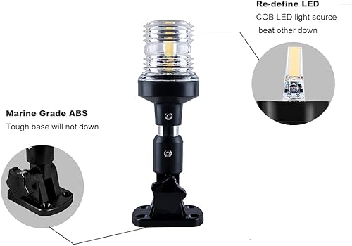 Miniatura 4 de Luz LED blanca plegable para popa de lancha, anclaje, para pontón y lancha de pesca (6 pulgadas)