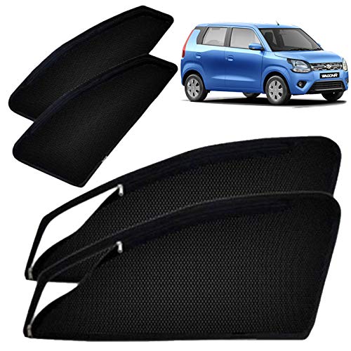 Image of Autofact Magnetic Car Sunshades Compatible with Maruti Wagon r (2019 to 2024) (Set of 4) - Easy Installation, UV Protection, Keeps Car Cool (Front 2 with Zippers, Rear 2 Without Zippers)
