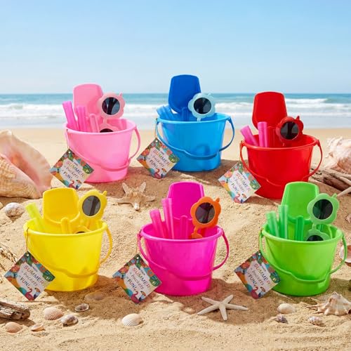 JolliLudo 144 Pcs Beach Pool Party Favors Summer Gifts Sand Buckets Set Beach Pails with Shovels Sunglasses Jump Ropes Cards for End of Year Birthday Party Supplies by JolliLudo - Image 4