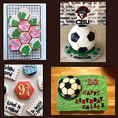 Sakolla Soccer Ball Cookie Cutter, Hexagon Cookie Cutter, Football Cake Decorations - 4 Sizes Biscuit Cutters/Sandwiches Cutter/Pastry Cutters #TOP4