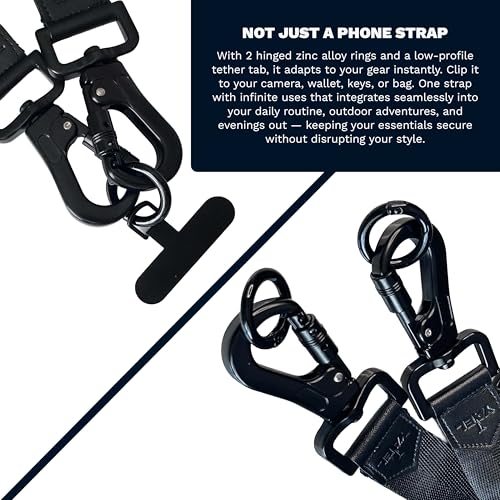 YAEL Halo Black Adjustable Cut-Resistant Anti-Theft Security Strap with Locking Clips for Phone, Camera, Bag, Wallet, Keys & More, Includes 2 Hinge Rings & Phone Case Insert by YAEL - Used condition - Image 3