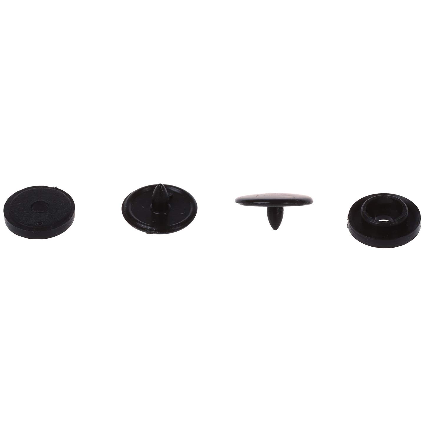 WedDecor Non Cuce Kam Snap Plastica Bottoni Chiusura Snap Elementi di Fissaggio per Abbigliamento Bambini Indossare Bavaglini Pannolini di Lana Tessuti, Nero, 12mm, 100pcs - Nero, T3 Size - 16
