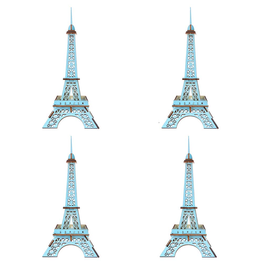 hutishop2020 Toy 4Pcs Wooden Kids DIY 3D Eiffel Iron Tower Assembly Model Puzzle Toy Desk Decor Winter