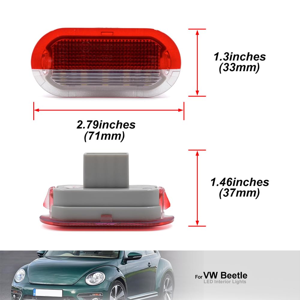 lumières de courtoisie de porte LED rouges pour V.W Golf III Beetle New Beetle Polo 9N3 Caddy III Tour.an I lampe d'avertissement de porte latérale lampe d'entrée de porte projecteur de porte