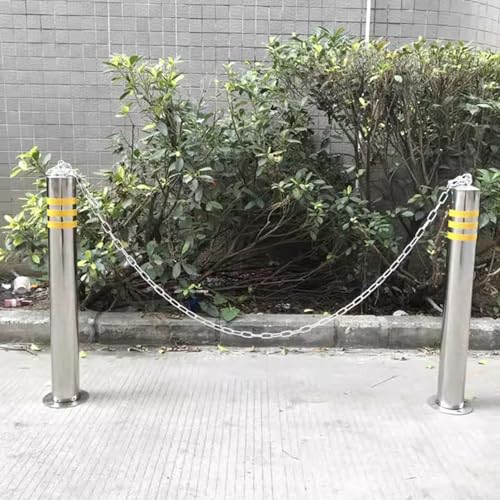 Bloqueador de plazas de Aparcamiento, Poste delimitador de tráfico Resistente con Cadenas y candado, diseño Reflectante Nocturno (4 Piezas, 60 cm de Altura)