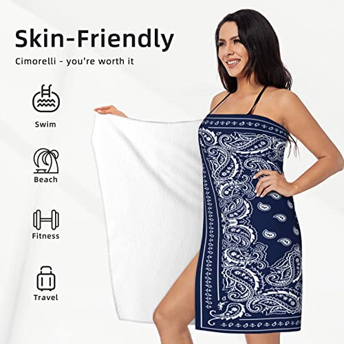 Kamoxi Microfiber Bandana Towels Retro Paisley Bandanna Brazilian Turkish Beach Towel Flower Floral Print Navy Blue Bath Towel Quick Dry Sand Free Pool Towel Beach Blanket, Oversized 31.5X51.2 Inch #TOP2