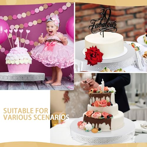 Wenqik Cake Stand 18 Inch Round Metal Cupcake Dessert Wedding Cake Stand Cookies Display Holder Fruit Serving Tray for Table Wedding Birthday Anniversary Party(White) by Wenqik - Image 6