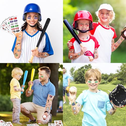 Konsait KSHBT167 Baseball Tattoos, Konsait 10 Sheets Baseball Temporary Tattoos Baseball Party Favors thumb #5