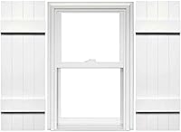 Vista 32 de Mid America - Persiana estándar de vinilo tipo revestimiento exterior de madera de 4 tablones de 14 pulgadas (1 par)