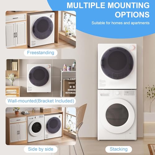 Image of Elevon 2.6 cu.ft Portable Laundry Dryer,800W Electric Clothes Dryer with Stainless Steel Tub,Front Load with Exhaust Pipe,5 Automatic Drying Modes LCD Control Panel for Apartment Home Dorm RV,White