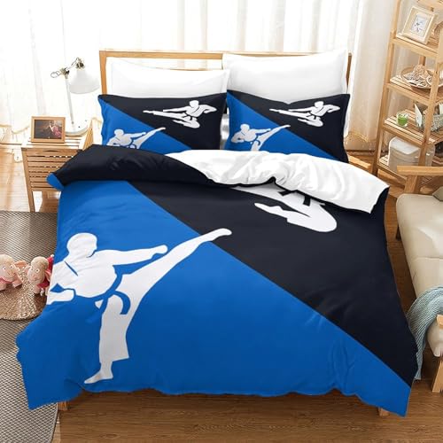 Housse de couette karaté 3D en microfibre 135x200 cm pour lit simple - 3