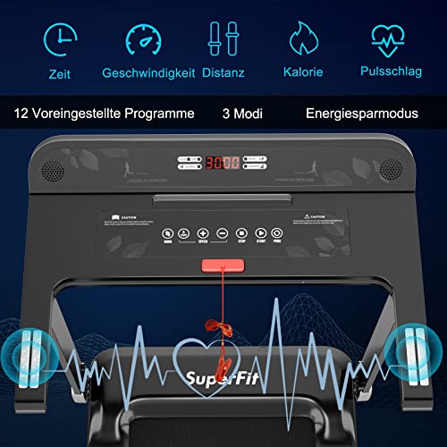 GOPLUS Inklapbare loopband, elektrische loopband met 12 vooraf ingestelde programma's, app-bediening, bluetooth-luidspreker, led-monitor en apparaathouder, draagbare loopband voor woning - Afbeelding 3