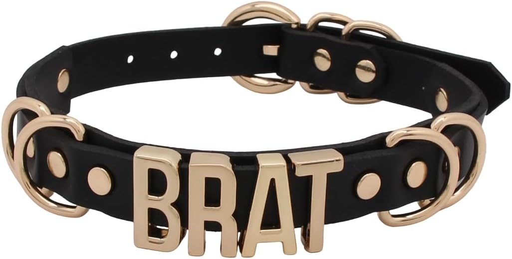 Handmade Punk Letter Choker Gothic Collar with Words Faux Leather Fashion Necklace For Women