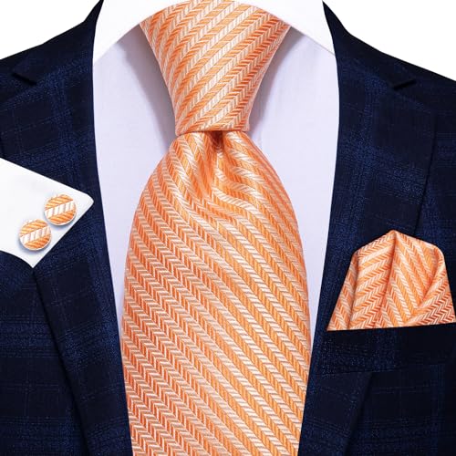 Image of Hi-Tie Men's Tie Sets Silk Paisley Striped Necktie Pocket Square Cuff-links Sets Wedding Business Holiday
