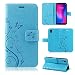 Produktbild betterfon | ZTE Blade A3 2020 Hülle Flower Wallet Case Handytasche Schutzhülle Blumen Klapptasche Handyhülle Handy Schale für ZTE Blade A3 2020 Blau