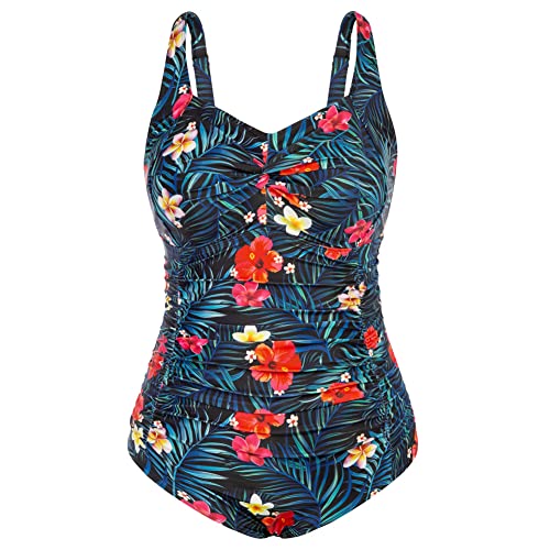 Hanna Nikole Große Größen Triangel Einteilige Swimsuit Sommer Einteiliger Badeanzug Rote Blumen 48-50 Cover