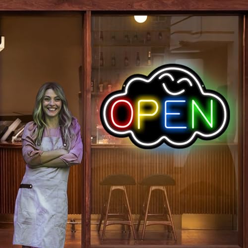 Panneau néon ouvert à DEL ultra lumineux de 81,3 cm avec interrupteur marche/arrêt, panneau ouvert pour magasin, fenêtre, porte en verre, magasin, fleuristes, bar, salon, cafés, restaurants, bureaux