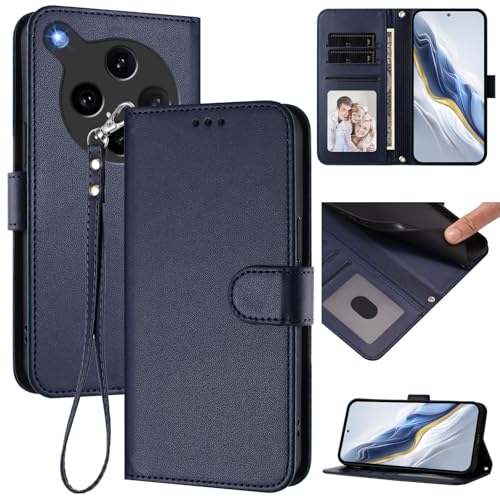 Pzwoxukhov Compatible with Oppo Find X8 Ultra 5G Case Cover,Compatible with Oppo Find X8 Ultra 5G Phone Case,Solid Color flip Shockproof Case Cover Blue