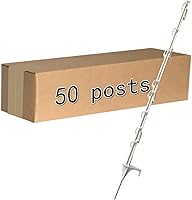 Vista 1 de Poste de Valla Step-in (Paquete de 50), 42 Pulgadas, con 12 Lengüetas para Sujetar Alambre y Cinta, Blanco