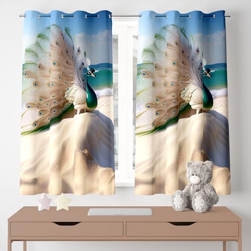 Image of Ultimate Trends Digital Printed |Peacock Prints| Light Filtering Curtains for Windows & Doors | Multiple Styles & Colors | Set of 2 | 6 FEET