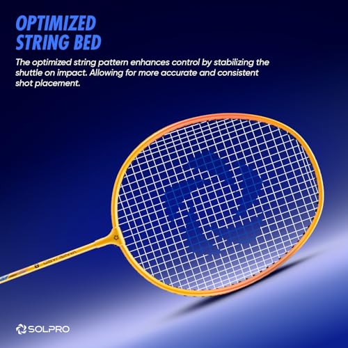 Image of SOLPRO Vanguard 8 Aluminium Badminton Racket for Beginners & Intermediate, Adult & Kids Shuttle Bat with Full Cover Bag, Lightweight Racket with Durable Frame for Practice & Match