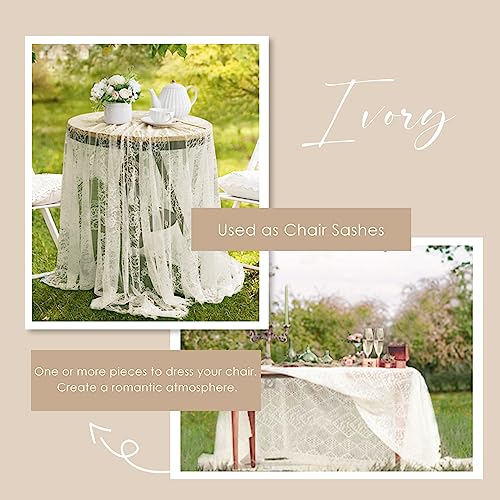 Fanqisi Ivory Lace Tablecloth 60x120 Inches Classic Wedding Lace Tablecloths Overlay Party Table Cover for Bridal Shower Reception Table Decoration by Fanqisi - Used condition - Image 4