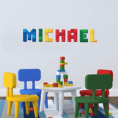 personalized LEGO brick block name sticker wall art decor customized baby name decal nursery wall letter mural