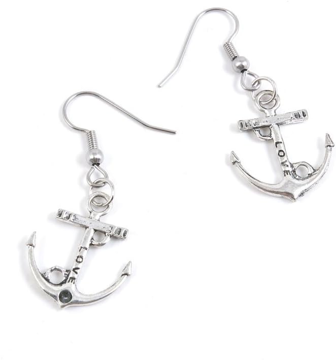 50 Pairs Love Boat Anchor Ear Hooks Earring Supply Jewelry Making Charms M6AM1