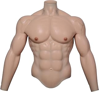 SMITIZEN Thinskin Silicone Muscle Suit With Arms, Fake Male Chest Fake Abs for Adult Cosplay Costumes for Halloween Carnival