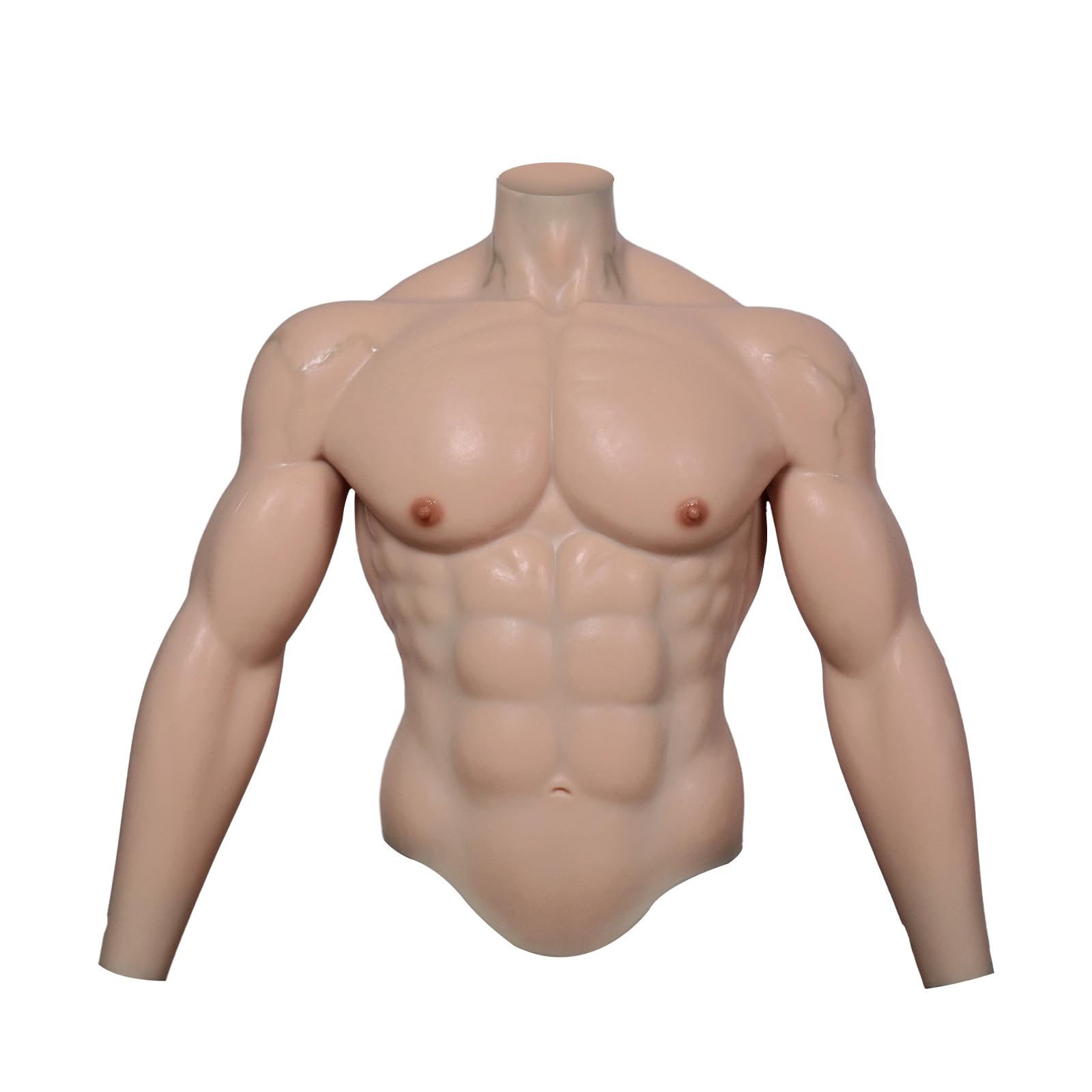 SMITIZEN Thinskin Silicone Muscle Suit With Arms, Fake Male Chest Fake Abs for Adult Cosplay Costumes for Halloween Carnival