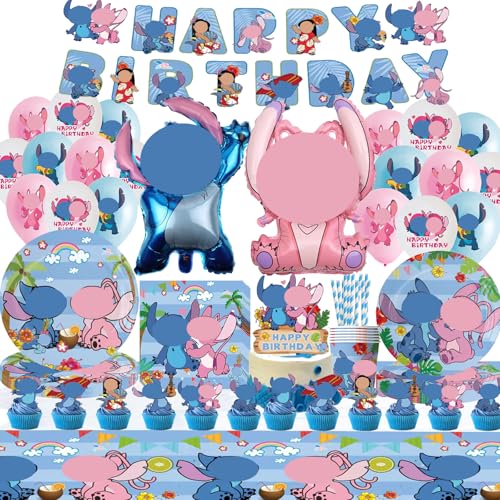 107 Pcs Enfants Anniversaire Vaisselle Kit, Décoration Danniversaire Ballon Vaisselle Garçon Fille Couverts de fête,Décorations de Table D'anniversaire Assiettes Ballon pour Enfants