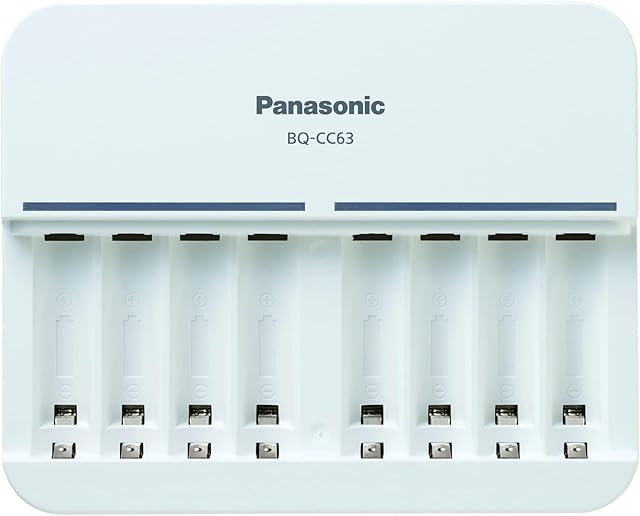 Panasonic eneloop Smart 8 charger | for 1-8 AA/AAA Ni-MH batteries, with 8 LED indicators & 9 safety features (UK plug)